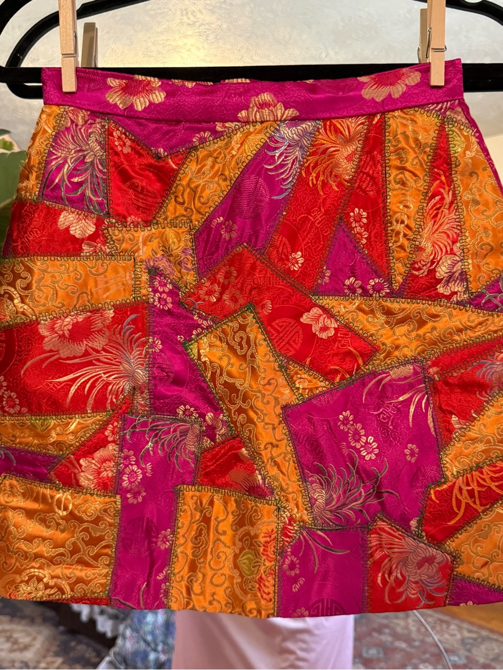 Vintage Y2K Carl Wesley Chinese inspired patchwork mini skirt
